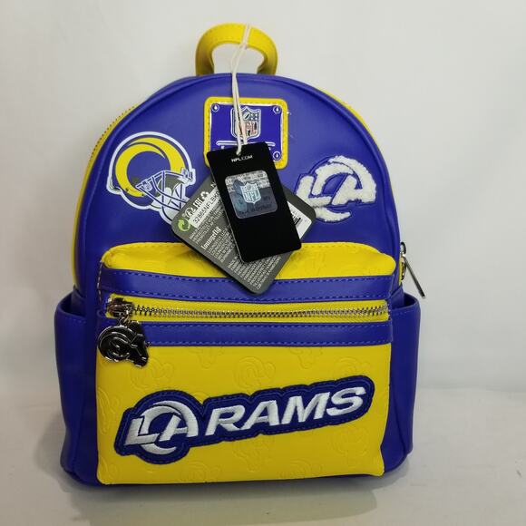 Loungefly NFL Los Angeles Rams Patches Mini Backpack NWT - Picture 1 of 6